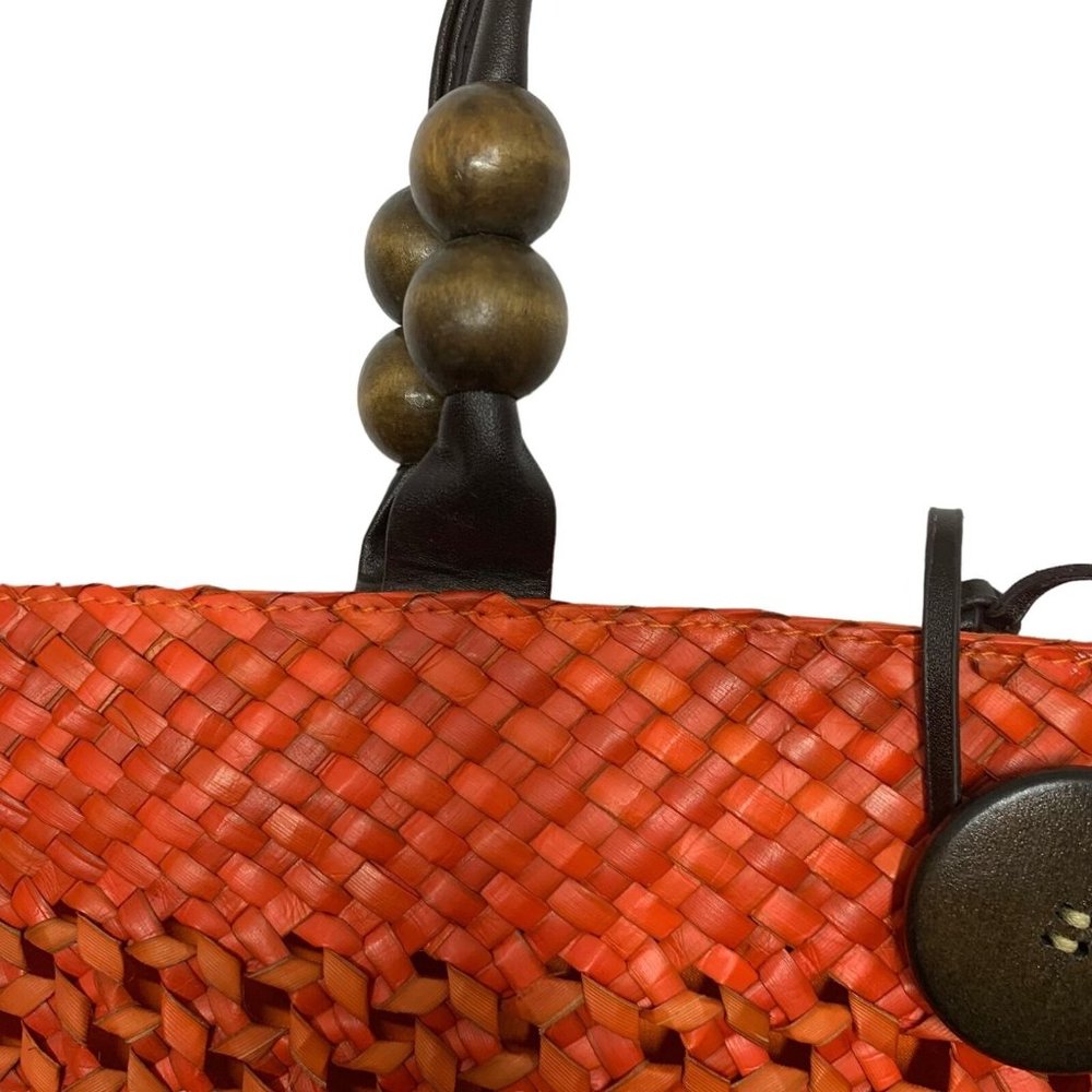 NWT Coldwater Creek Orange Straw Eyelet Sabutan Med sizeTote Bag Handbagππ²β¬οΈ - Picture 3 of 5